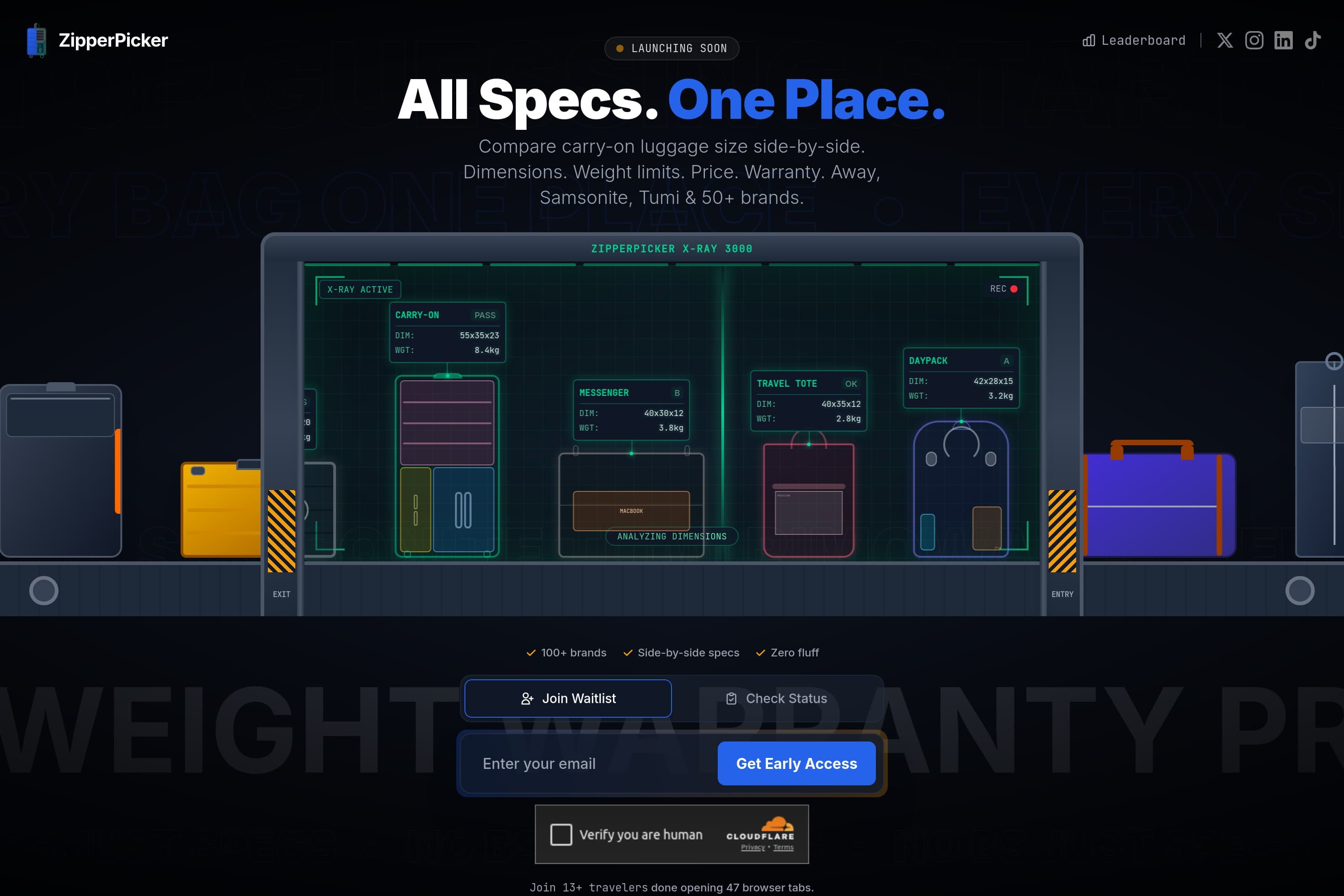 ZipperPicker - Compare Carry-On Luggage Size & Specs - Image 1
