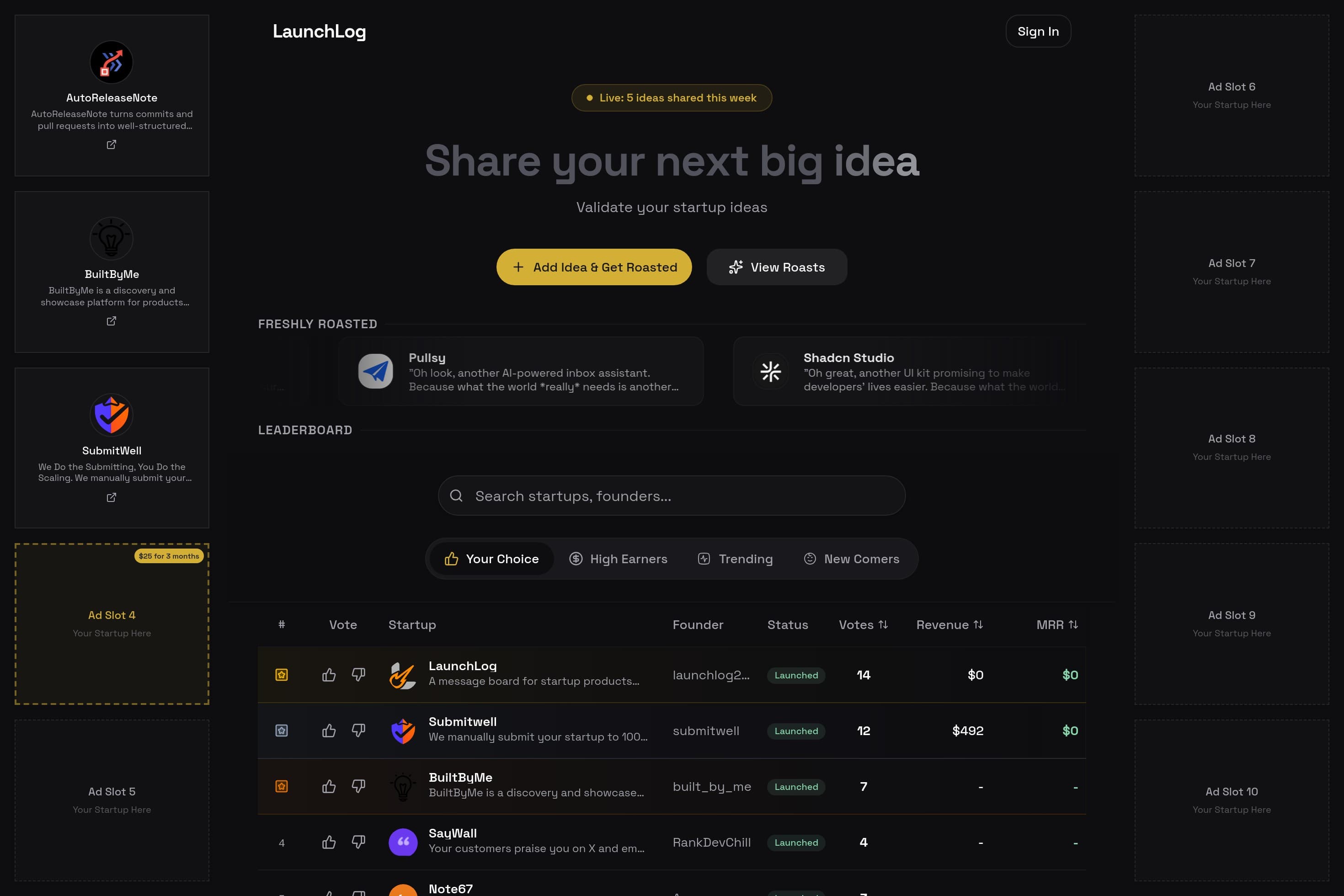 LaunchLog - AI Startup Roast & Build in Public - Image 1
