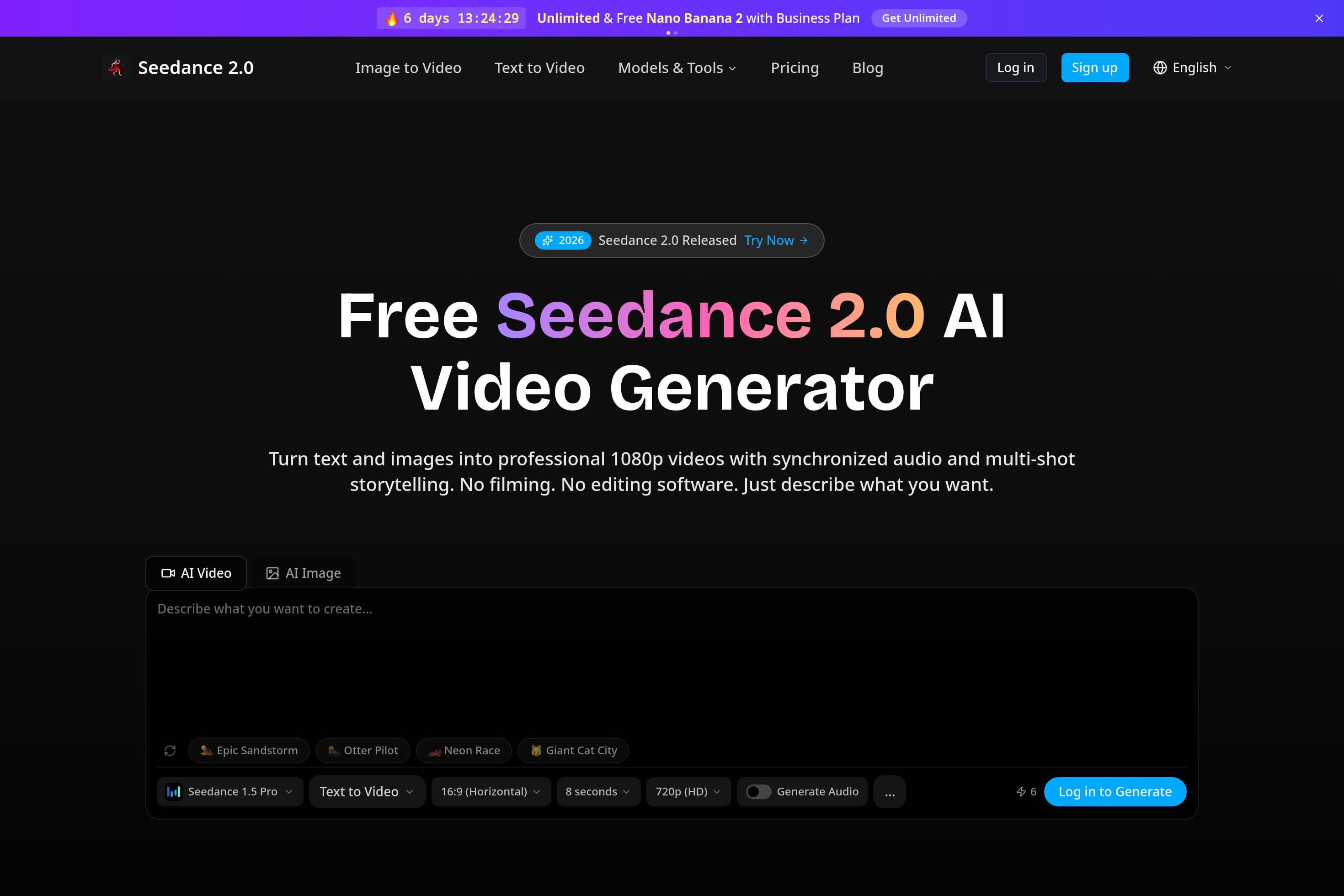 Seedance 2.0 - Free AI Video Generator | Text/Image to Video - Image 1