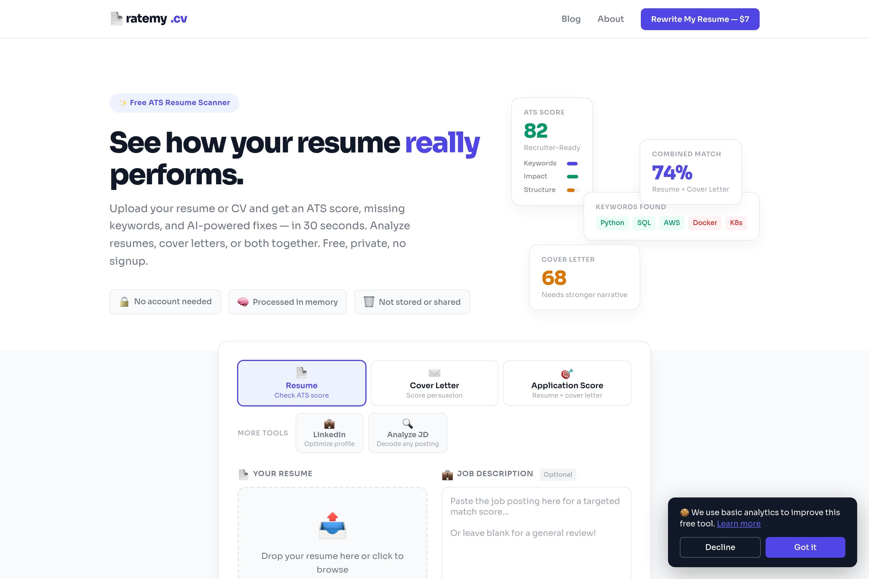 Free ATS Resume Scanner | Rate My CV - Image 1