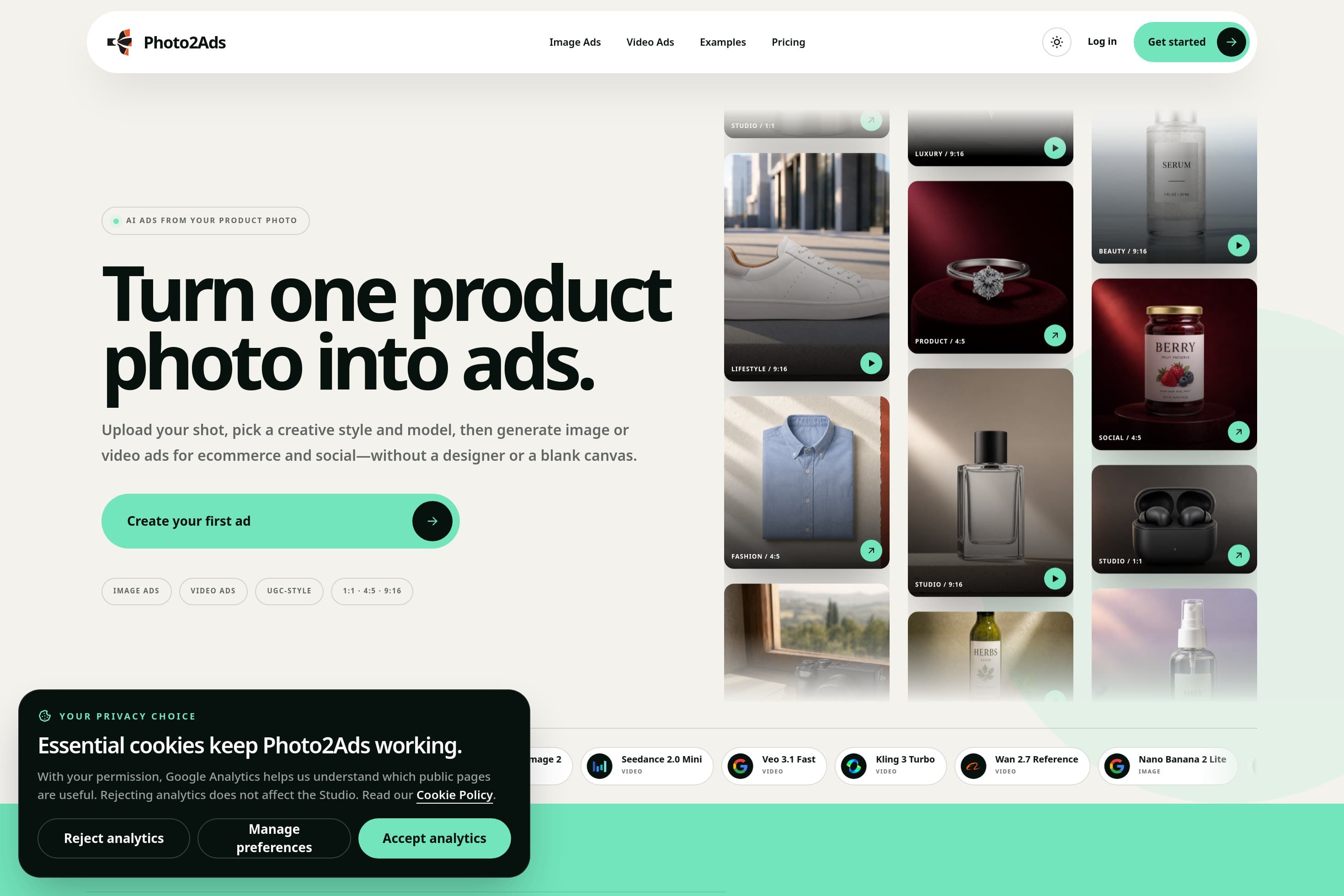Product Photo to Ads: AI Product Ad Generator | Photo2Ads - Image 1