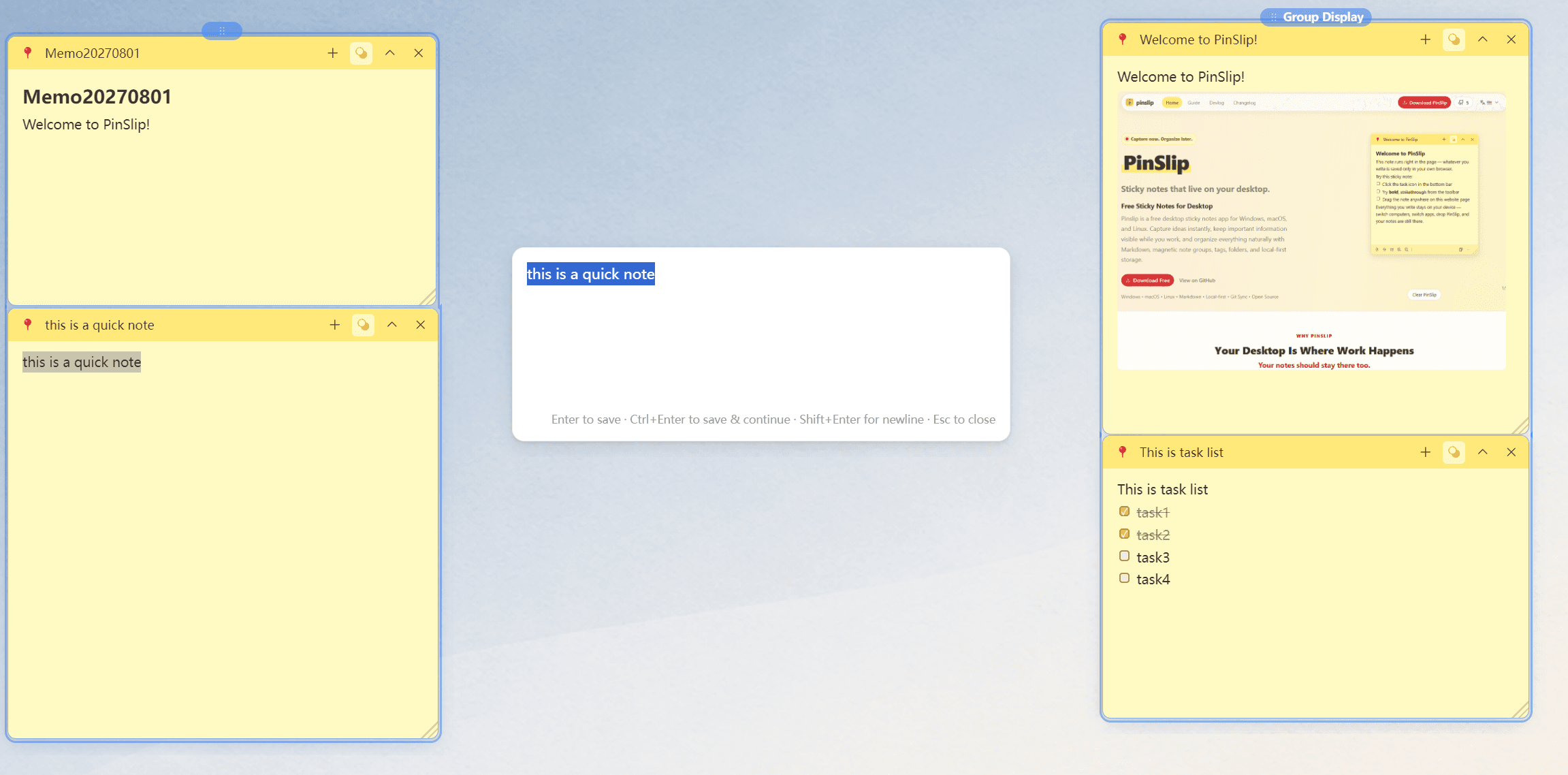 pinslip — Free Desktop Sticky Notes for Windows, macOS & Linux - Image 1